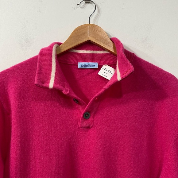 Vintage David Brown Wool Quarter Buttoned Mock Neck in Pink Oversized size S - Picture 6 of 11